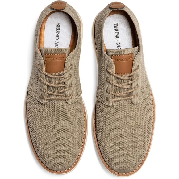 ⚡Bruno Marc Men Khaki Knit Flex Mesh Oxfords Lace-Up Lightweight Casual Sneakers - Picture 4 of 7